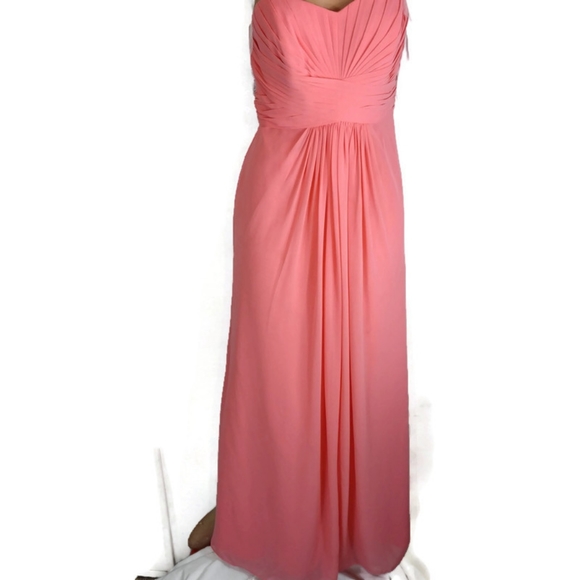 David's Bridal Coral Reef Faux Wrap Dress Size 6 - Picture 2 of 8